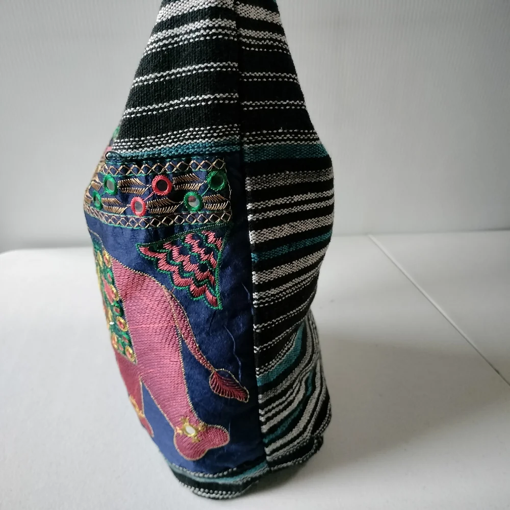 Traditional Indian style embroidered Elephant crossbody Bag artsy boho Colorful